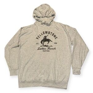 Yellowstone Hoodie Mens Sz 2XL Gray Dutton Ranch Pullover Fleece Cowboy Bronco